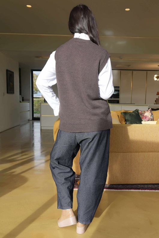 Meridith Button Side Knit Chocolate /32=